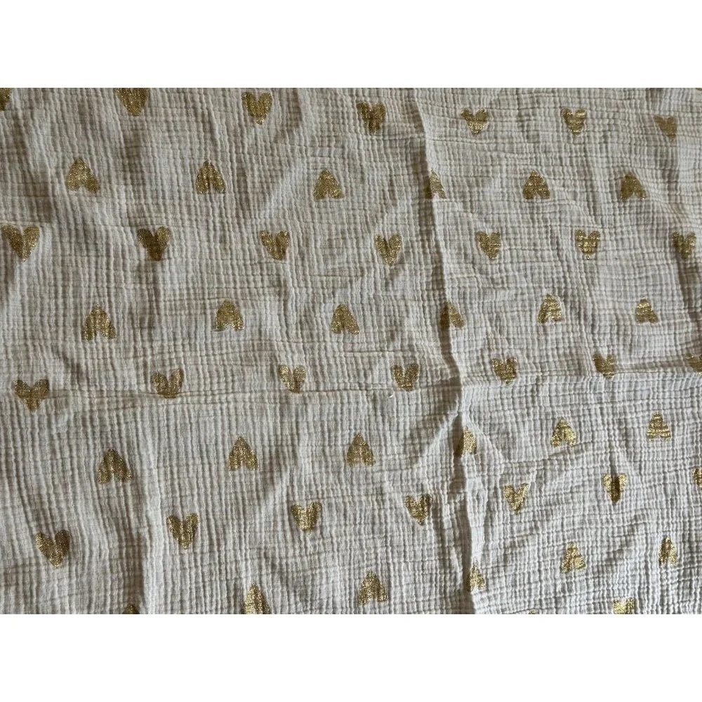 Cloud Island Muslin Lovey Baby Security Blanket White Metallic Gold Heart Swaddl